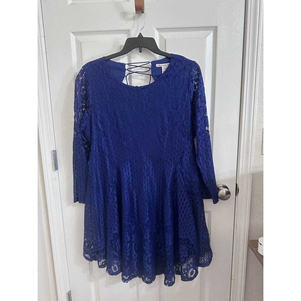 American Rag 1X Royal Blue Lace Fairy Romantic Fit & Flare Knee Length